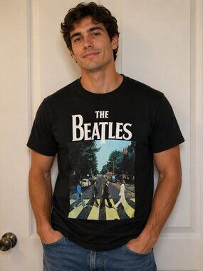 The Beatles Black Tee with Abbey Road Band Photo